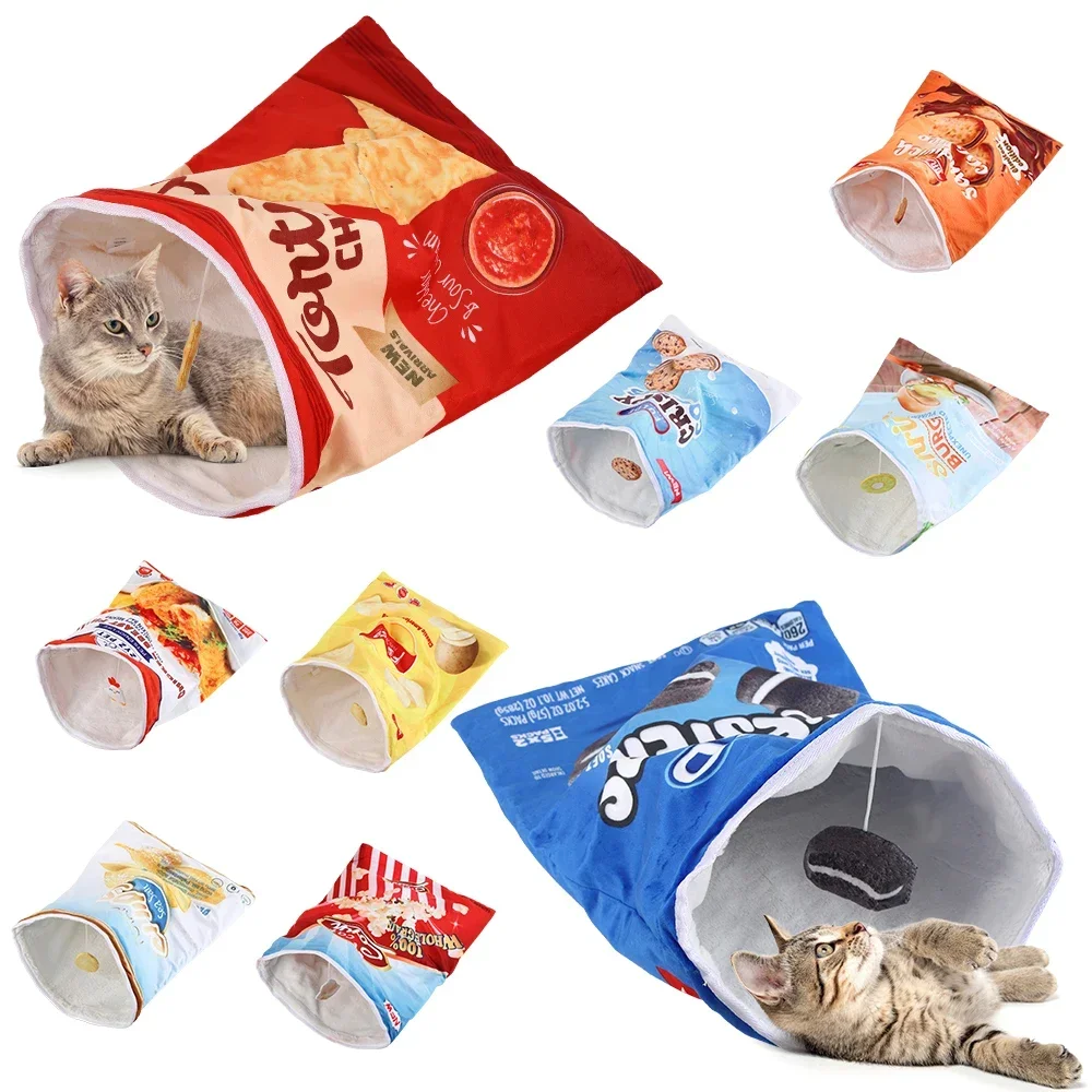 Túnel de juguete con diseño de Halloween para gatos, bolsa de perforación interactiva plegable, 6 diseños Gourmet, regalo de cumpleaños para gatos, juguete para mascotas