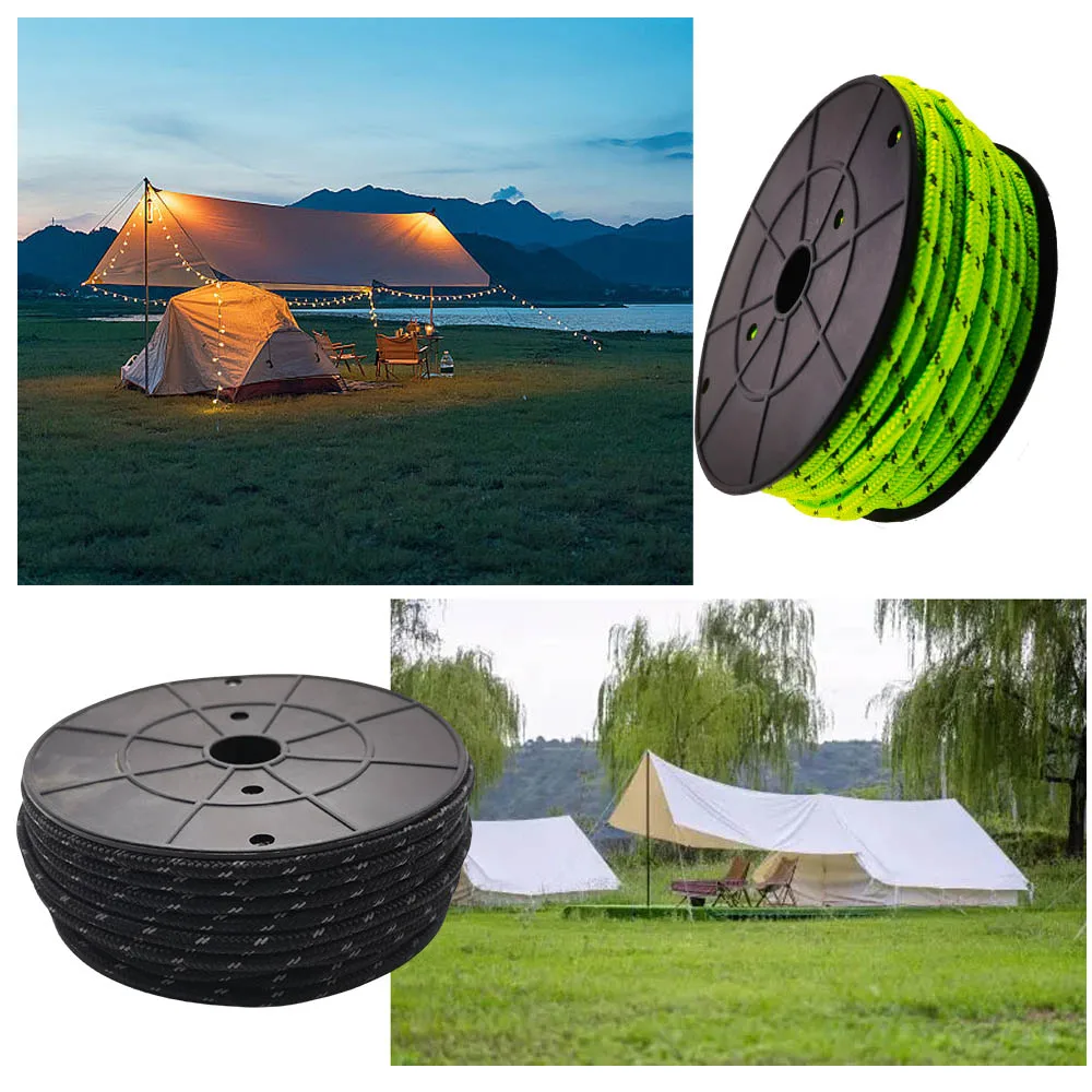 Paracord reflectante de 30M, cuerda de paracaídas de 6mm, cuerda de supervivencia para acampar al aire libre, cordón duradero para tienda de paraguas, correa para tendedero - imagen 5