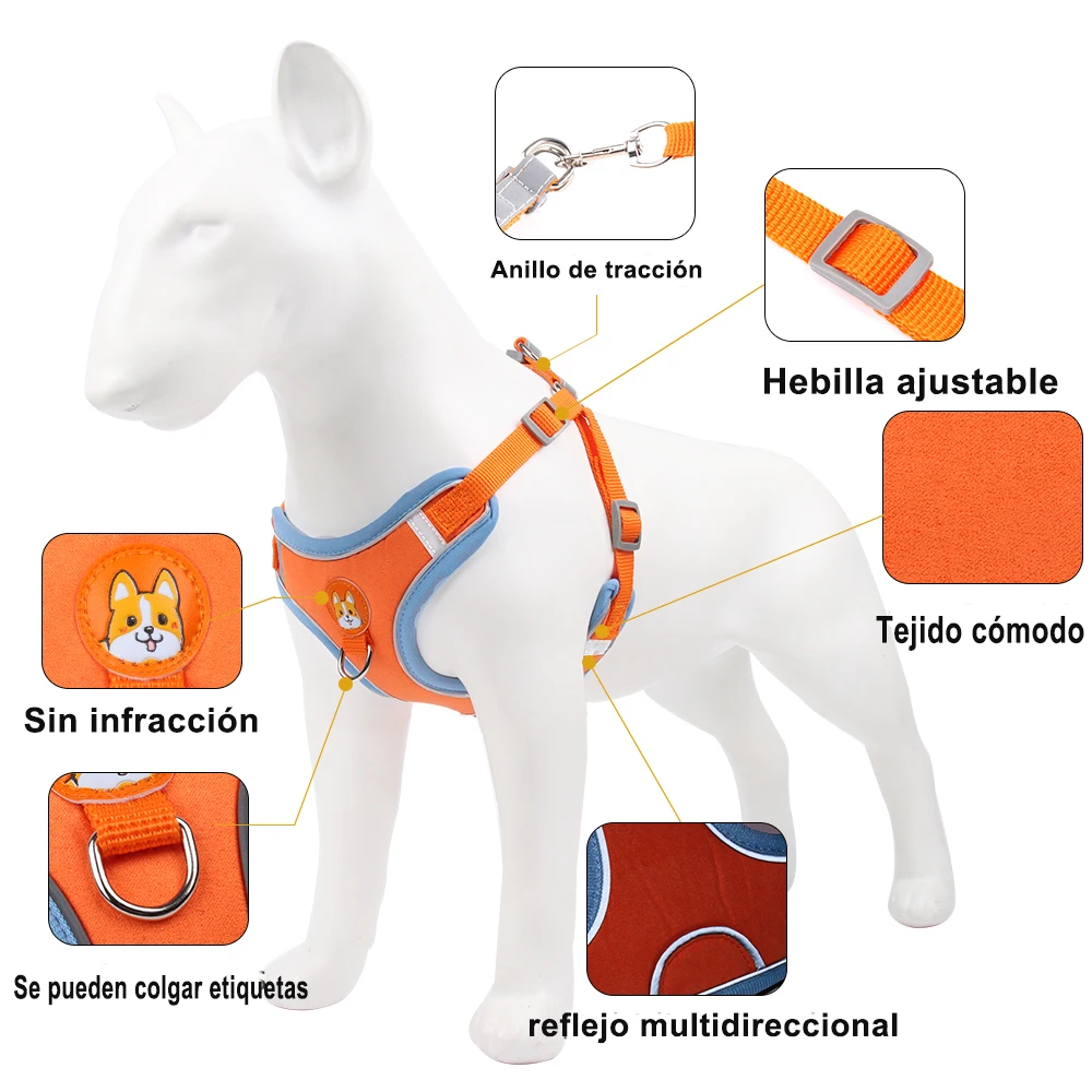 Arnés de pecho para mascotas, Correa transpirable estilo chaleco reflectante, accesorios para perros y gatos, novedad - imagen 2
