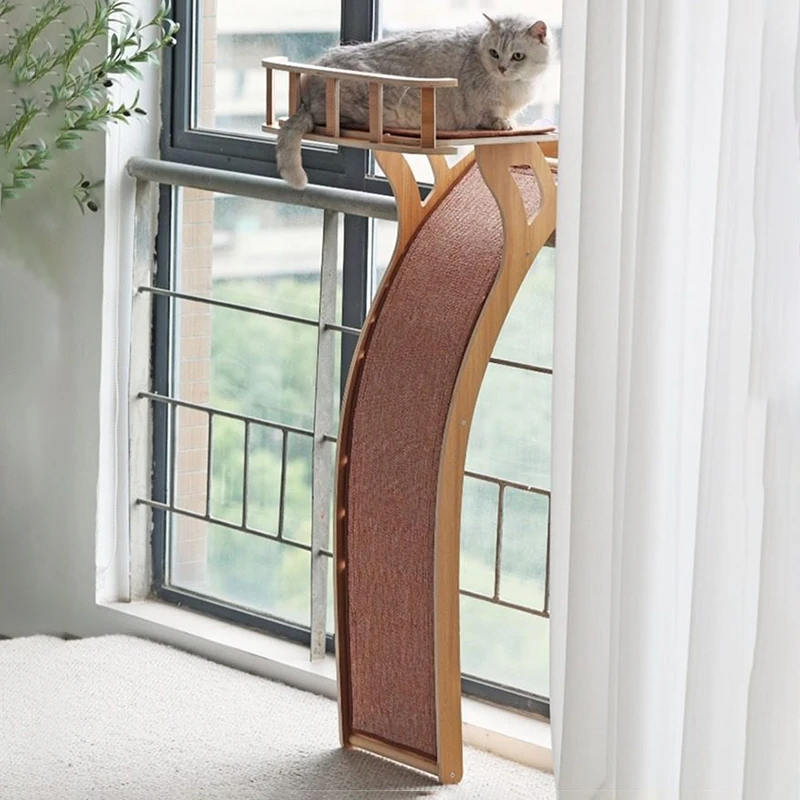 Árbol rascador con ventosas y plataforma de salto para gatos