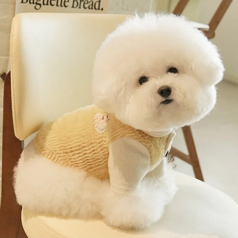 Perro polar capa base de dos patas suave invierno suéter para perros pequeños caniche cachorro de peluche ropa de otoño invierno - imagen 2