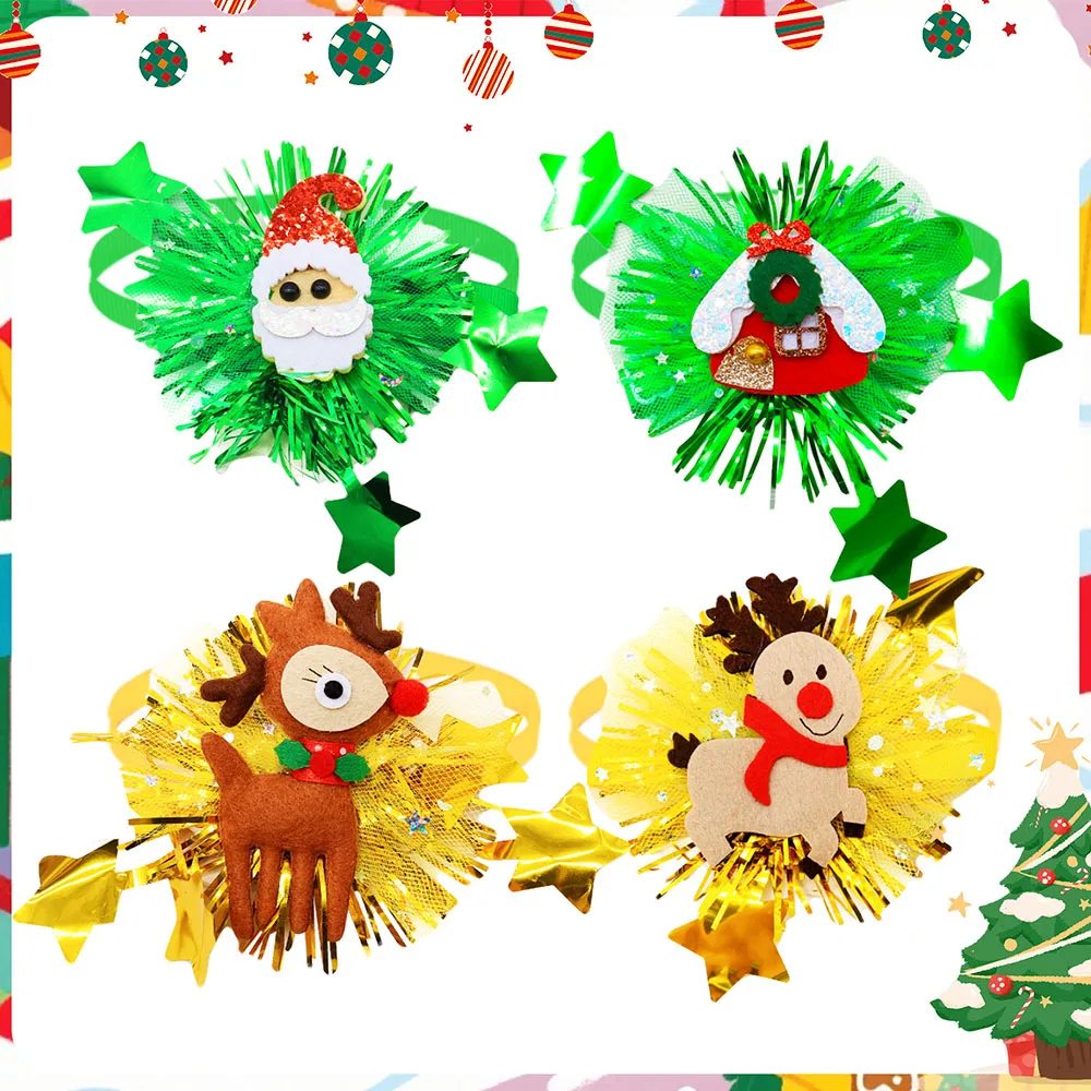 2025 nuevas pajaritas navideñas para perros, pajarita brillante para perros, corbatas para mascotas, decoración de aseo Praty, accesorios para perros - imagen 5