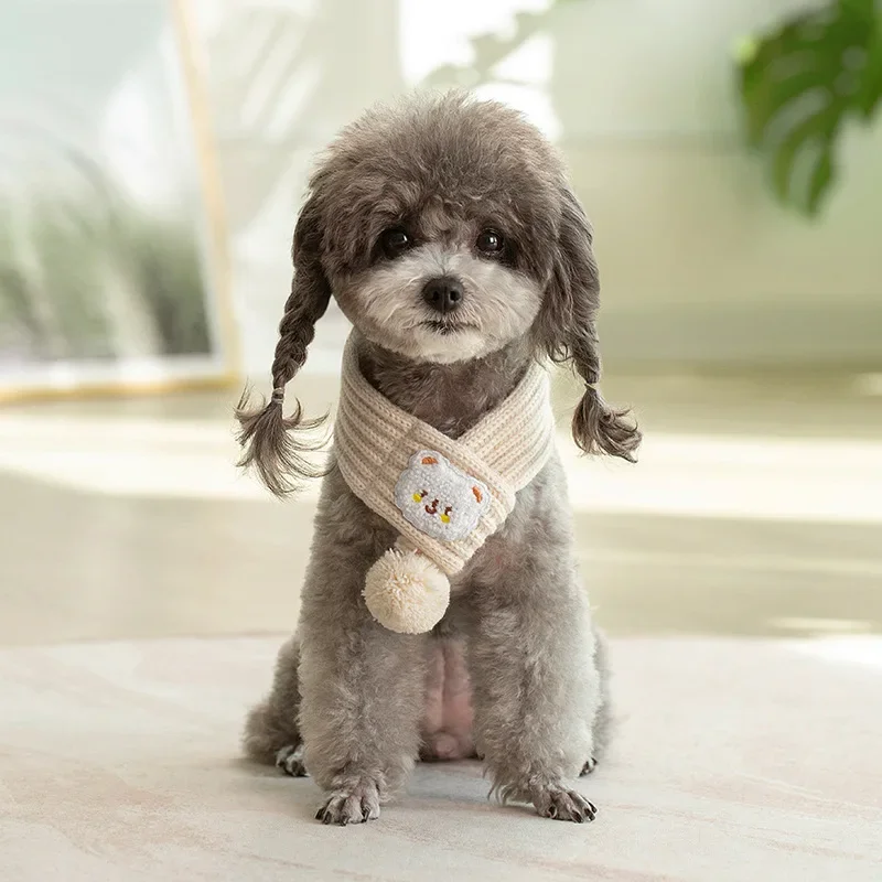 Bufanda tejida de invierno para Gato, Festival de Primavera, bufanda cálida de Navidad, accesorios de cumpleaños para perros, suministros para mascotas, Collar para perros - imagen 4