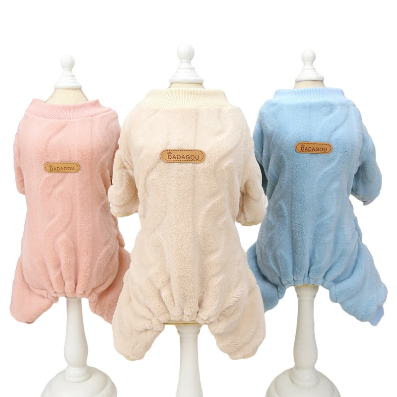 Mono de lana cálido para perros, pijamas para perros pequeños y medianos, ropa para gatos, ropa para Chihuahua Yorkie, abrigo Shih Tzu, trajes para caniche Pug - imagen 2