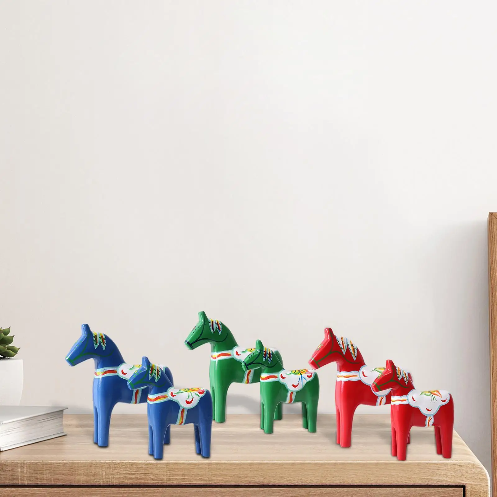 2 piezas de adornos de caballo Dala, estatuas de caballo Dala sueco tradicionales de Europa - imagen 4