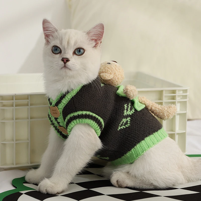 HOOPET-ropa para mascotas con oso, suéter para perro Chihuahua, chaleco de moda para perros y gatos, abrigo de peluche para perro salchicha, accesorios para mascotas - imagen 3