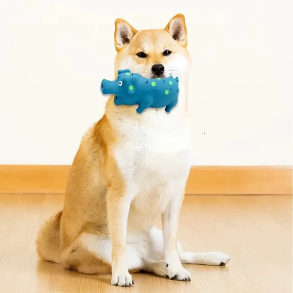 Juguete dental de goma natural para perros en forma de cerdito - imagen 2