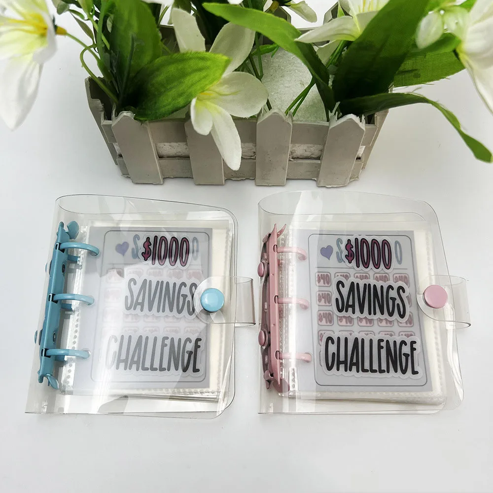 Carpeta de desafío de 1 000 ahorros creativa con sobre PVC brillante duradero, desafío de ahorro de dinero de regalo de Navidad - imagen 4