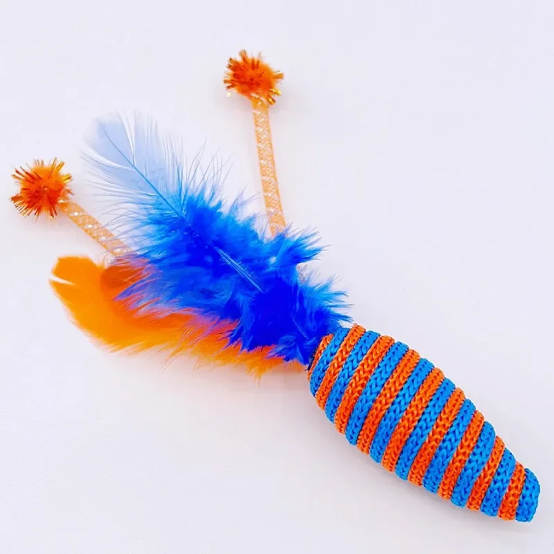 Juguete para gatos, cuerda de zanahoria, juguetes para gatos, juguetes interactivos de plumas para gatos, cuerdas divertidas, juguete para gatos con plumas, palos teaser, suministros para mascotas - imagen 5