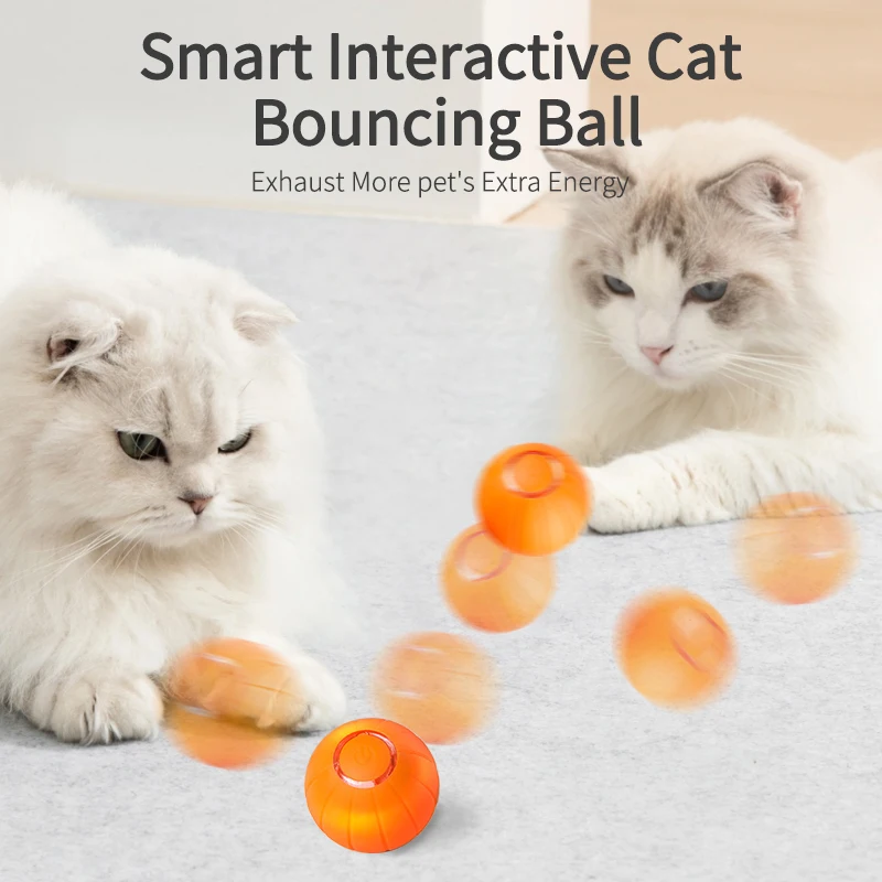ROJECO-juguetes inteligentes para gatos, pelota que rebota automática para gatos, bola rodante interactiva para gatos, accesorios de juguetes con movimiento LED inteligente - imagen 3