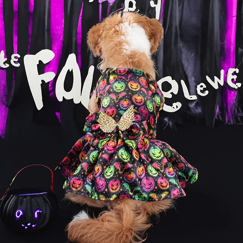Vestido de Halloween para mascotas, disfraz de calabaza y murciélago para perros pequeños y medianos, traje de fiesta, gran oferta - imagen 3