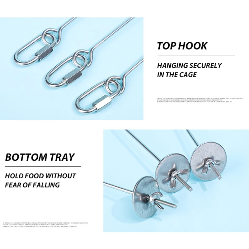 Pincho de juguete para pájaros, soporte colgante de lanza de fruta, mascota, loro, periquito, tenedor de alimentación de carne, palo de acero inoxidable para pincho de verduras - imagen 5