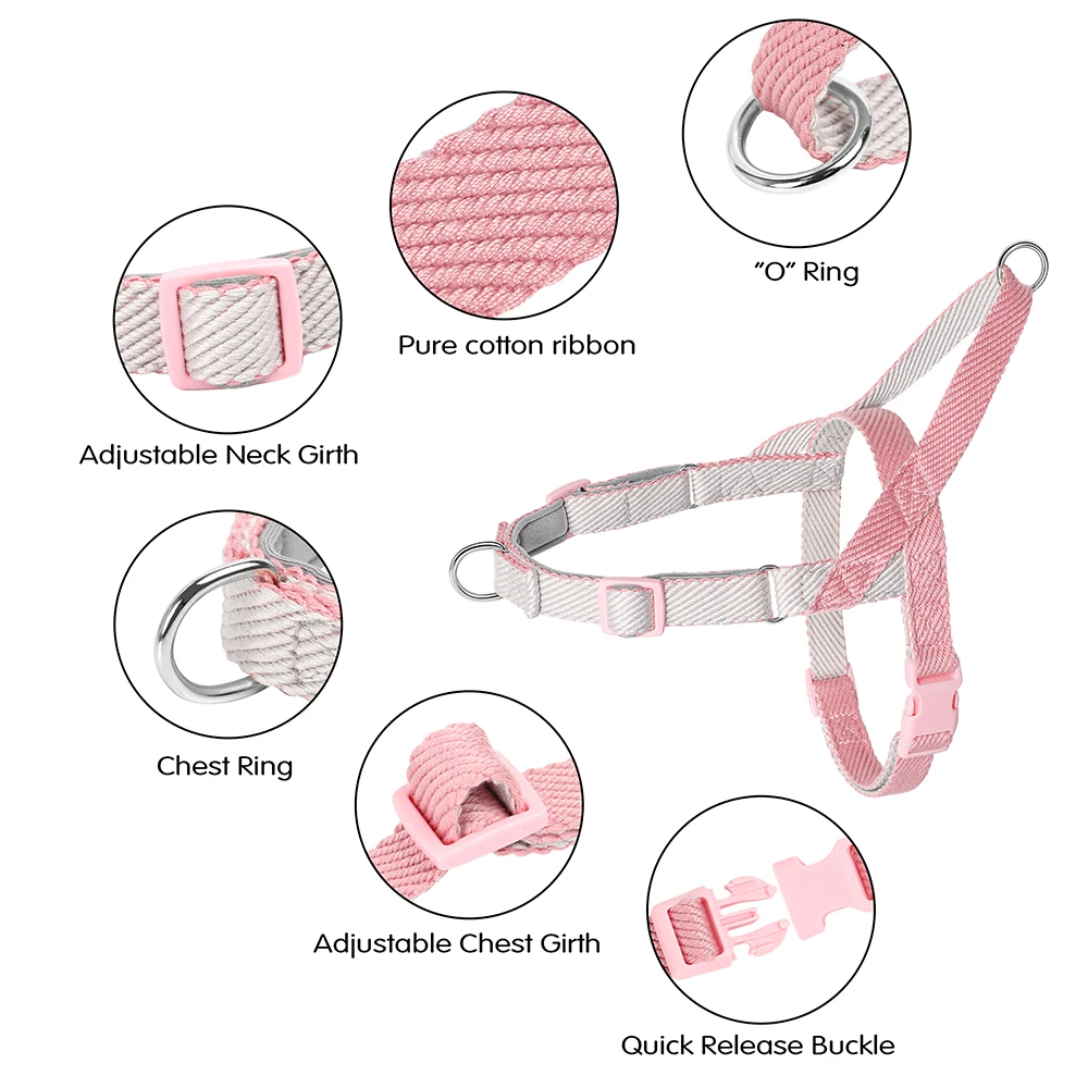 Conjunto de arnés de nailon para perro, correa sin tirones para cachorros, chaleco para mascotas con plomo para caminar, ajustable para perros pequeños y medianos, Chihuahua - imagen 2