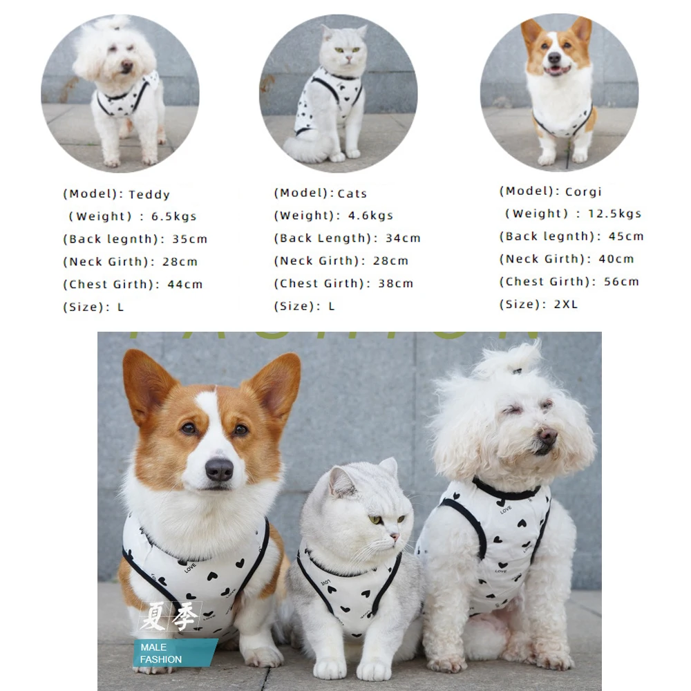 Camiseta de algodón transpirable para perro, chaleco para perros pequeños, medianos y grandes, a prueba de caída de pelo, camisetas sin mangas para cachorros, Corgi Husky - imagen 3