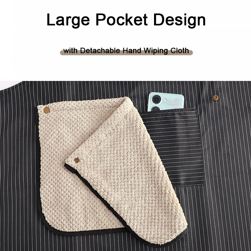 Delantal de cocina impermeable, uniforme de restaurante sin mangas con espalda cruzada y toalla de mano extraíble, Baberos para cocinar y hornear antiincrustantes - imagen 3