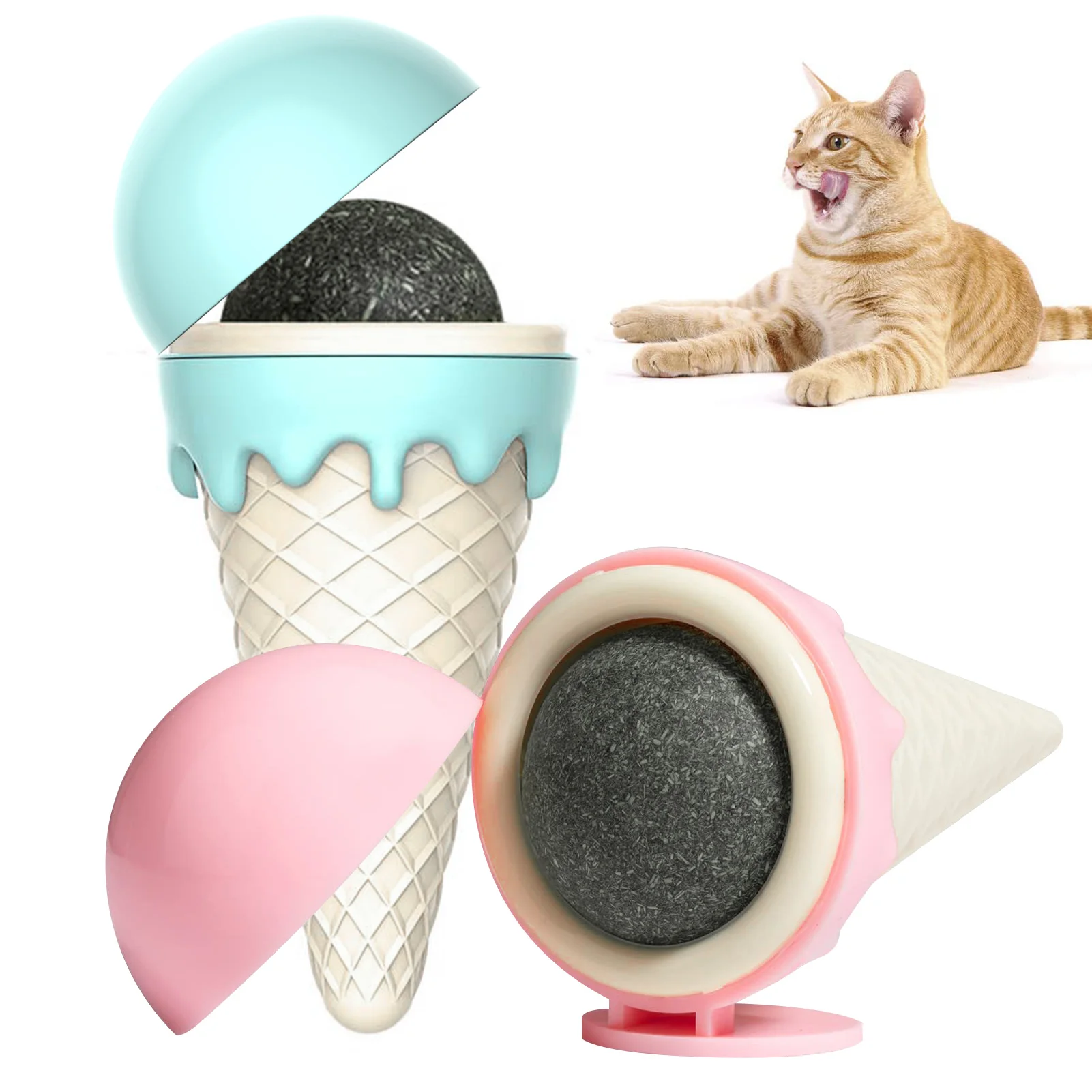Bolas de hierba gatera, divertidos juguetes para masticar Dental lickable para gatitos, limpieza interactiva de dientes, gatos pequeños y medianos, suministros multicolores para mascotas - imagen 2
