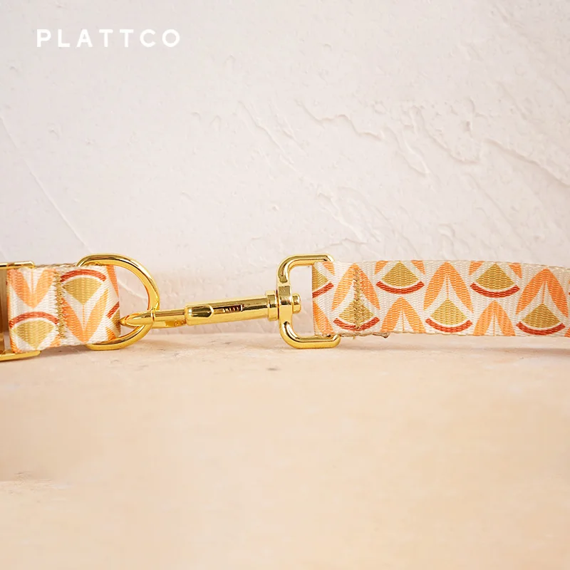 PLATTCO conjunto de perro de diseño único estampado patrón de Iris dorado y hebilla dorada de alta calidad 5 tamaños PDC352YG&PDL352YG&PBT151 - imagen 5