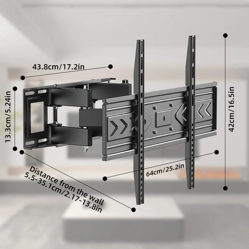 Soporte de pared para TV de movimiento completo con brazo articulado doble para la mayoría de los televisores de 32-70 pulgadas soporte de inclinación giratoria hasta VESA 600X400mm