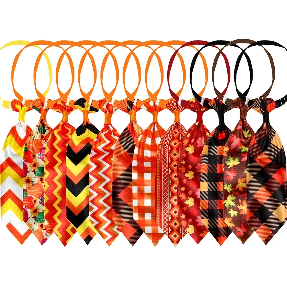 50/100pcs Fall Dog Neckties Grid Style Dog Ties/Bowties For Dogs Grooming Accessories Dog Fashion Products Autumn Pet Supplies - imagen 2