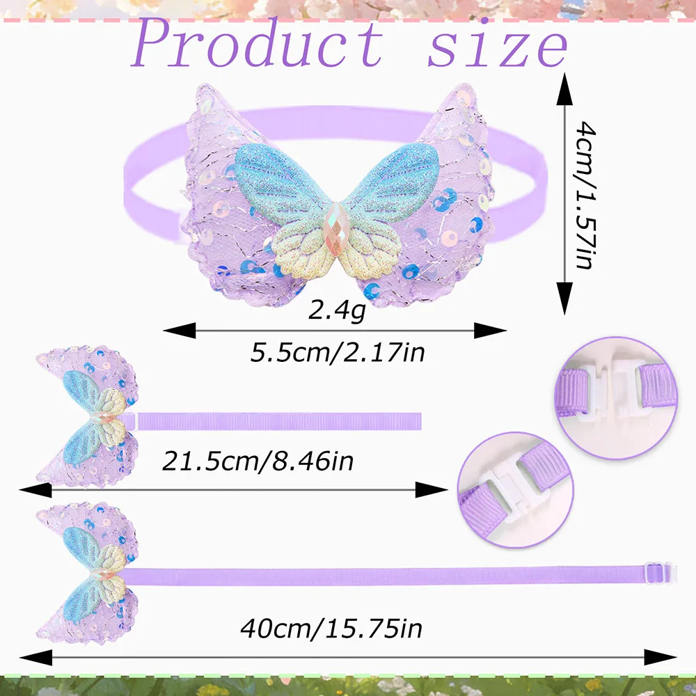 Lazos y corbatas para perros y gatos – Collares ajustables con forma de mariposa - imagen 2