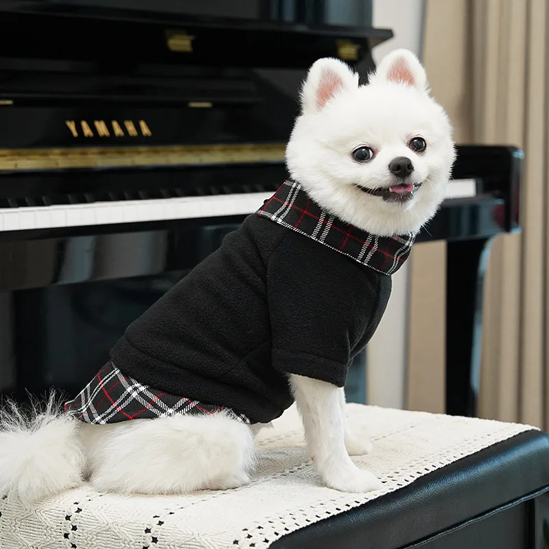 Sudaderas con capucha para perros pequeños, Polo a cuadros liso, ropa para perros, abrigo cálido de invierno, sudadera de lana para cachorros, jerséis para Chihuahua y perro salchicha - imagen 3