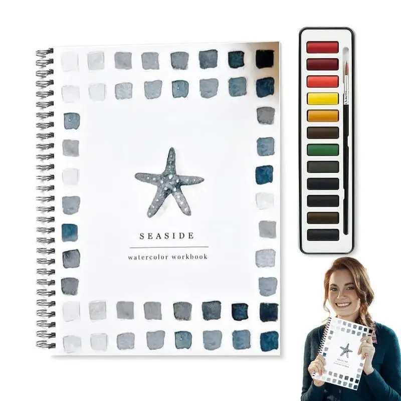 Libro de trabajo de acuarela, juego de dibujo de acuarela apto para principiantes, Kit de libros para colorear con agua con pincel para niños, niñas y adultos - imagen 4