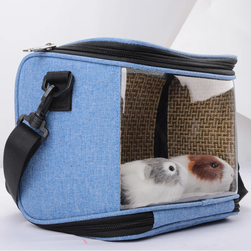 Bolsas de transporte de animales pequeños para hámster, cobaya, bolso de hombro de viaje al aire libre, transpirable, transparente, portador de loro, hurón - imagen 3