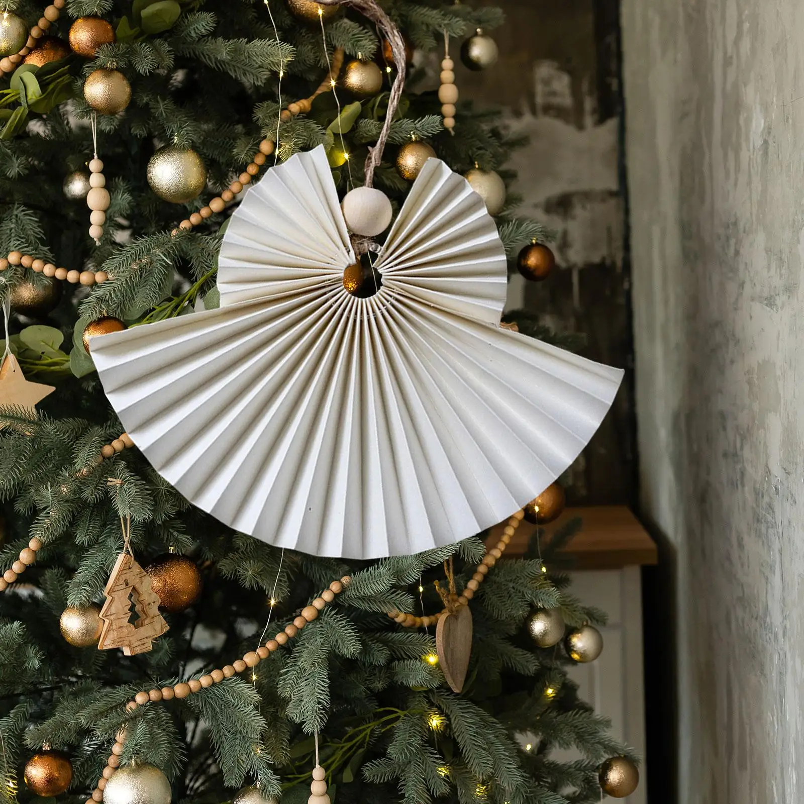 Linterna de panal de papel 3D, colgante de árbol de Navidad de pie, adornos reutilizables para decoración de la habitación del hogar de vacaciones