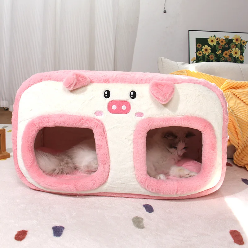 Cama cueva de felpa para gatos y perros pequeños – Cálida para invierno