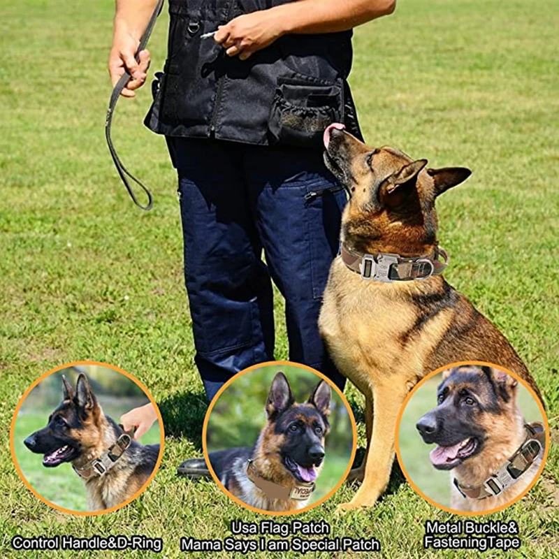 Collar y correa tácticos duraderos para perros, Collar militar ajustable para mascotas, accesorios de entrenamiento para perros medianos y grandes, pastor alemán - imagen 4
