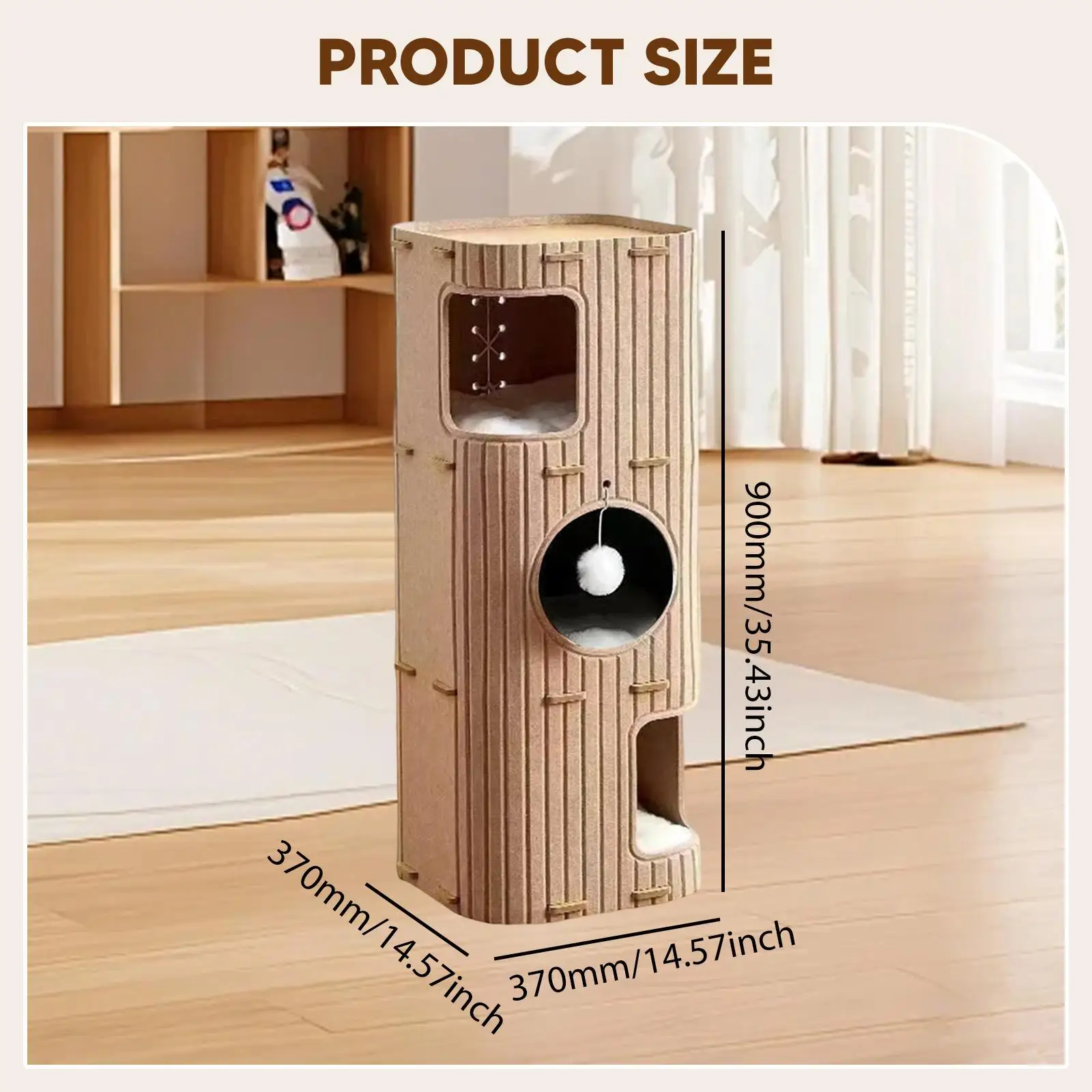 Felt Cat House 3 Story for Indoor Cats Soft Cushion Multifunctional Play Rest Hide Playhouse Hideaway Cave Pet Supplies Cat Tree