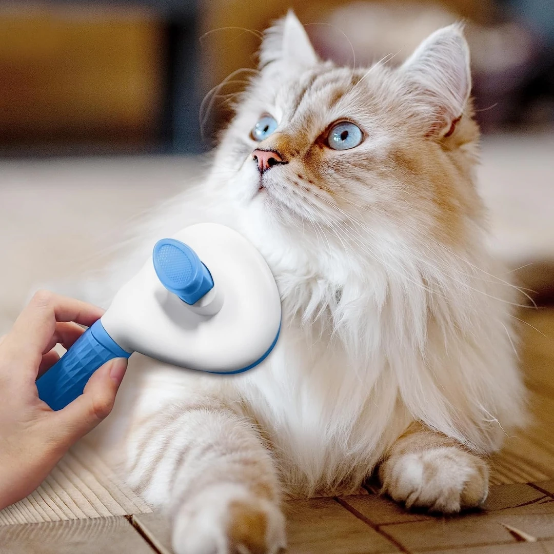 Removedor de pelo de mascotas, cepillo de pelo de autolimpieza, peine de gato de acero inoxidable, cepillo rebanador para quitar pelos de perro, peine para mascotas - imagen 4