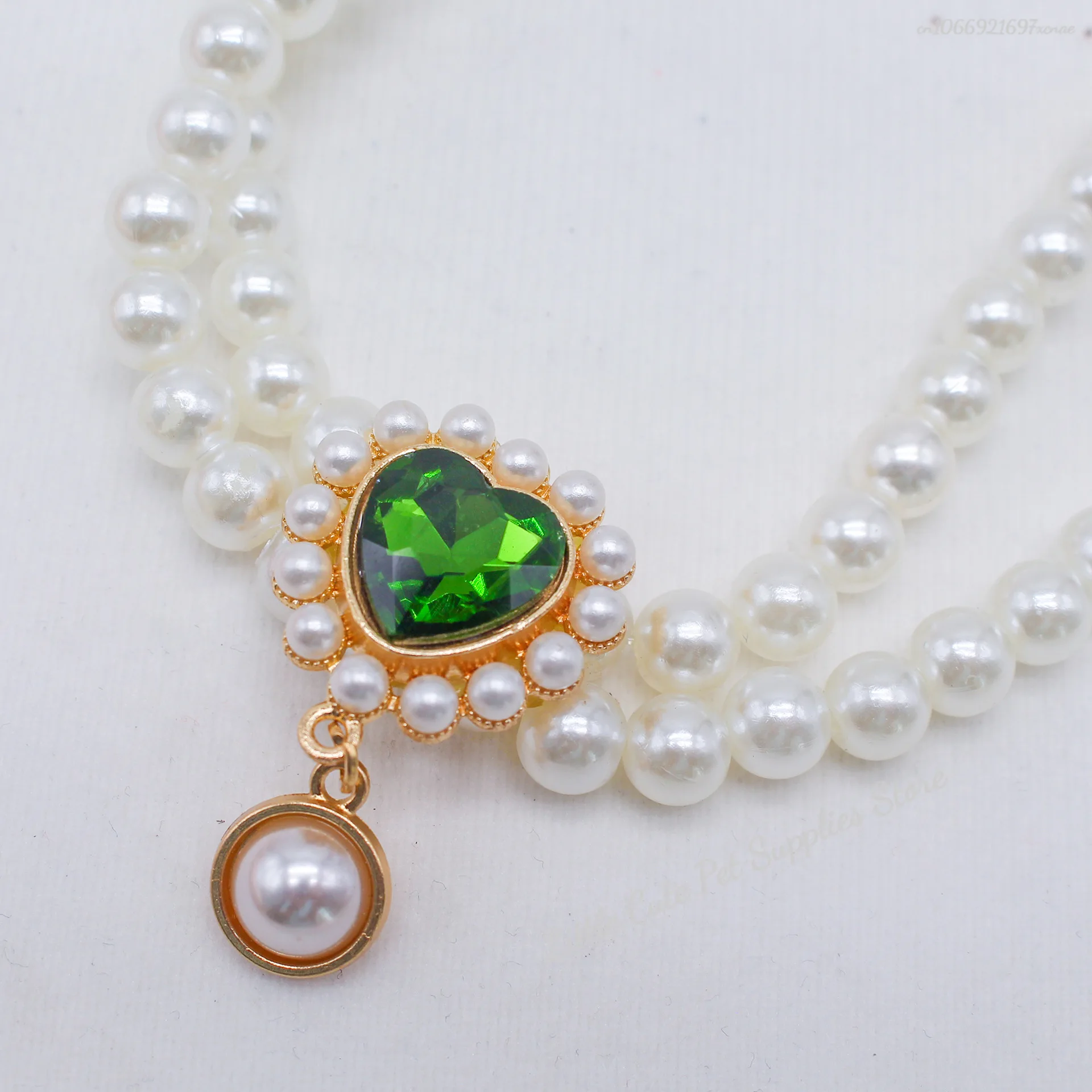 Collar de perlas para perros y gatos pequeños, Collar para gatos con dijes de cristal de lujo para joyería de cumpleaños y boda, accesorios de disfraz