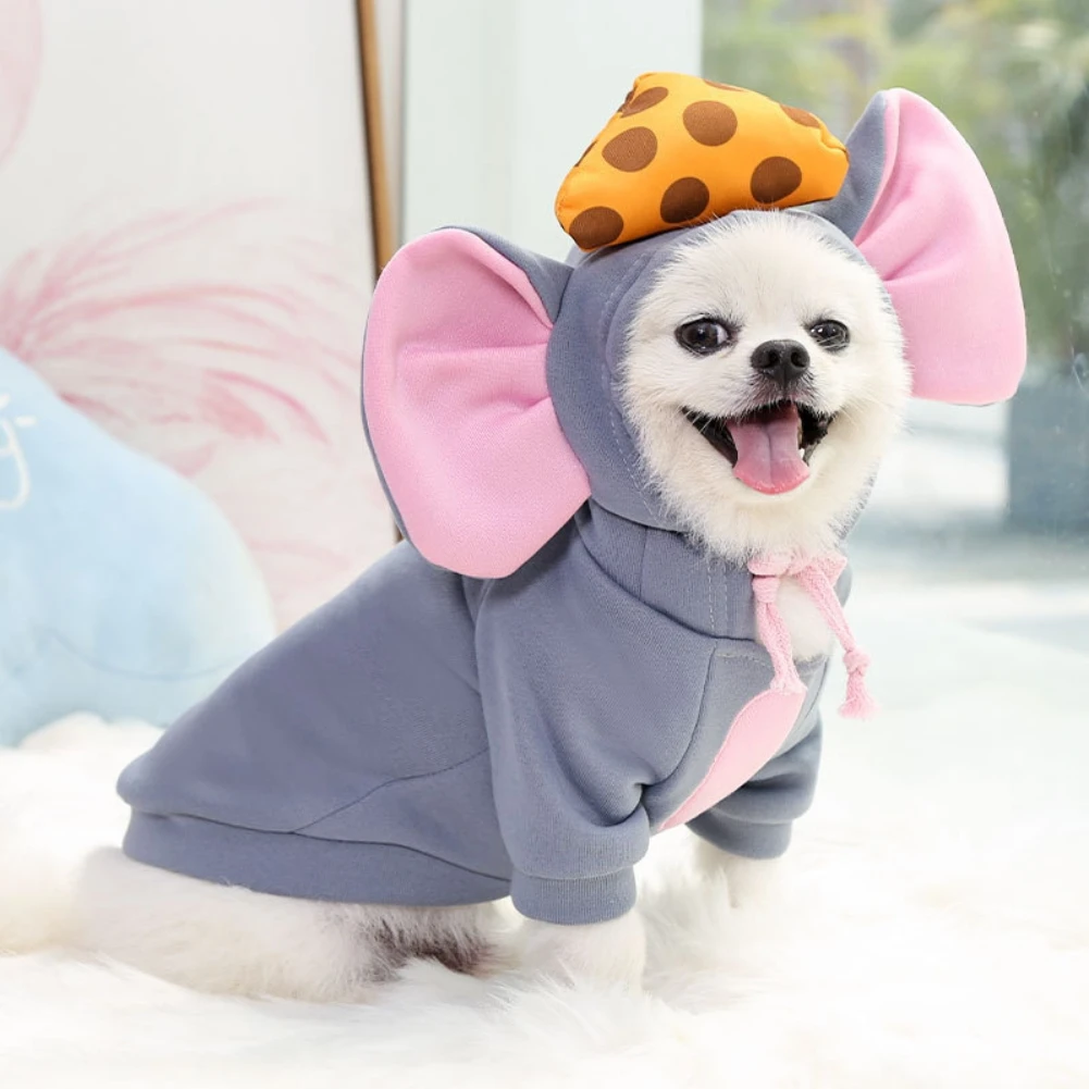 Disfraz de ratón para perro, ropa para mascotas, disfraz de Cosplay para fiesta, Sudadera con capucha para perros pequeños, gatos, abrigo para cachorros, suéter con capucha - imagen 2