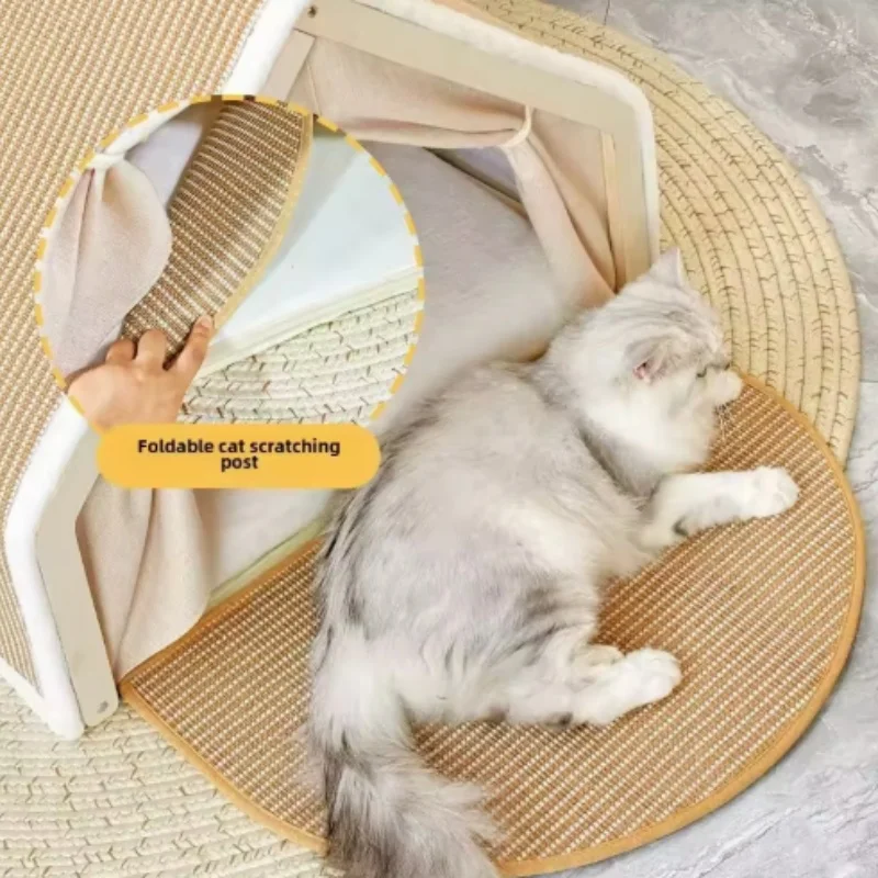 Nido para gatos cálido con casa semicerrada, saco y rascador sisal - imagen 5