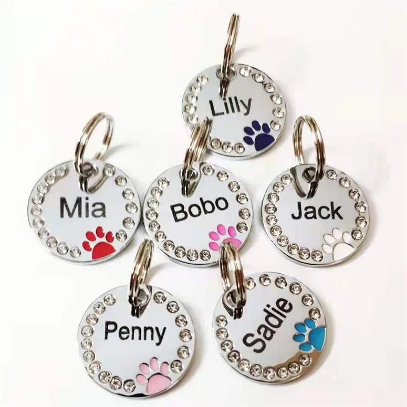 Etiqueta de identificación personalizada para perros y gatos, accesorios de Collar para mascotas, grabado personalizado, nombre de dirección - imagen 2