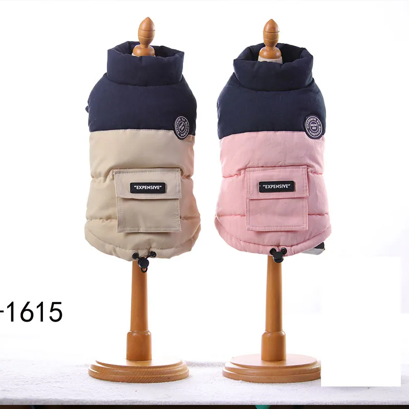 Abrigo de cuello alto para mascotas, Parkas para perros de otoño/invierno, abrigo con bolsillo en contraste, ropa para cachorros de peluche de otoño/invierno, ropa para perros pequeños