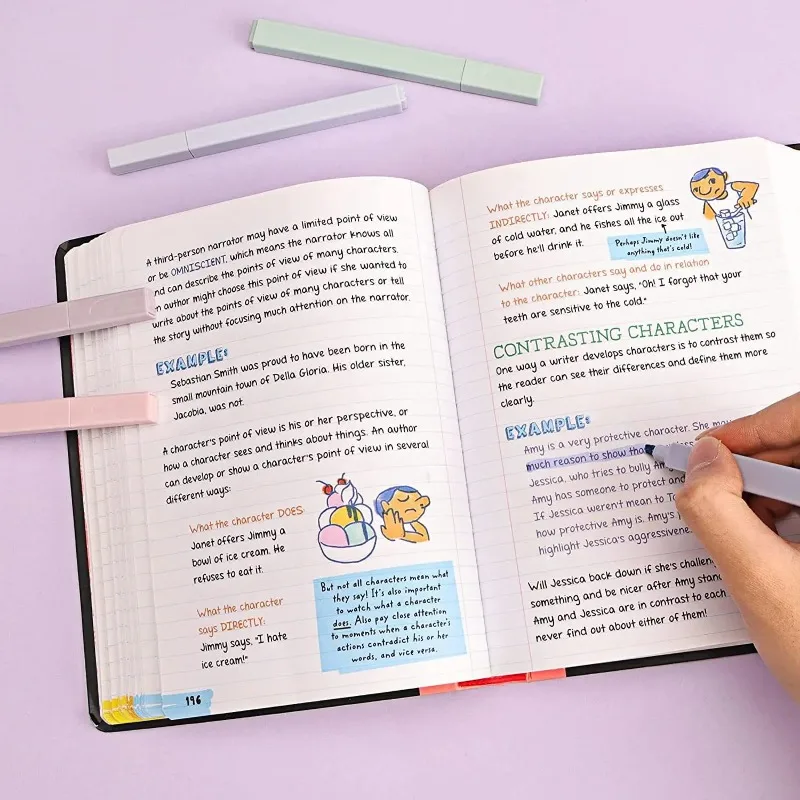 Resaltadores de 12 colores, bonitos bolígrafos Pastel, bolígrafos bíblicos sin sangrado con punta suave, rotuladores estéticos, papelería Kawaii para estudiantes - imagen 3