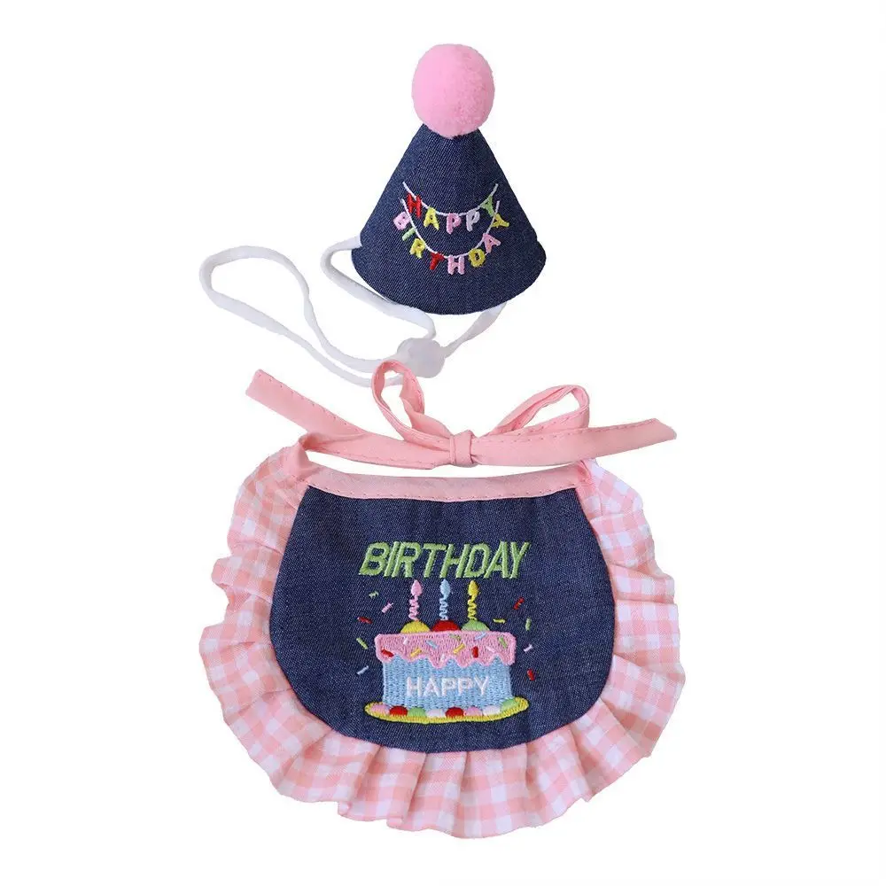 Toalla para babero de cumpleaños para mascotas, conjunto de traje de fiesta, babero bordado para pastel de perro y gato, accesorios para perros pequeños y gatos - imagen 3