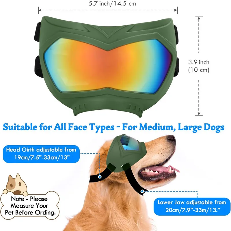 Gafas de sol para perros grandes, gafas para perros, gafas para mascotas con correa ajustable, gafas para perros medianos y grandes, natación, patinaje - imagen 2