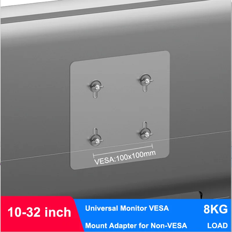 Soporte para Monitor LCD LED de escritorio, extensión de brazo, adaptador VESA, soporte fijo, soporte de pantalla para VESA de 75 o 100mm, sin orificio de montaje