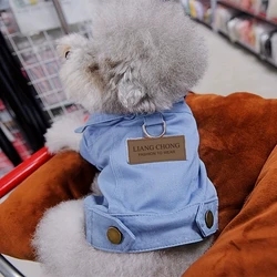 Chaqueta vaquera con agujeros para correa – Primavera-OTOÑO para perros y gatos