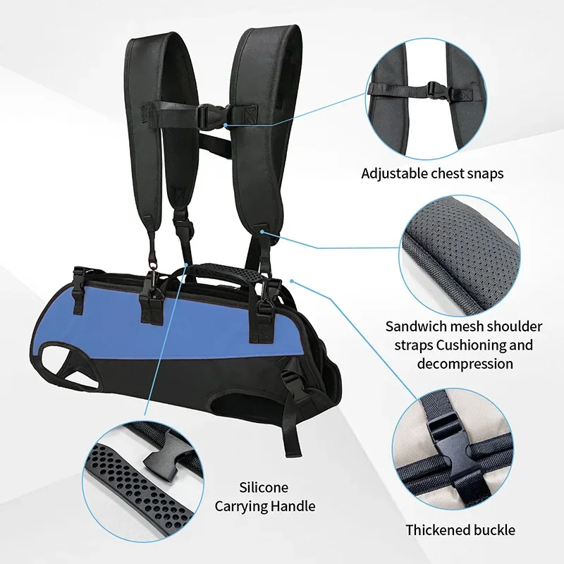 Mochila para abrazar Horizontal con doble hombro para mascotas, bolsa de transporte práctica y transpirable para exteriores, de cuatro patas, 1 ud. - imagen 4