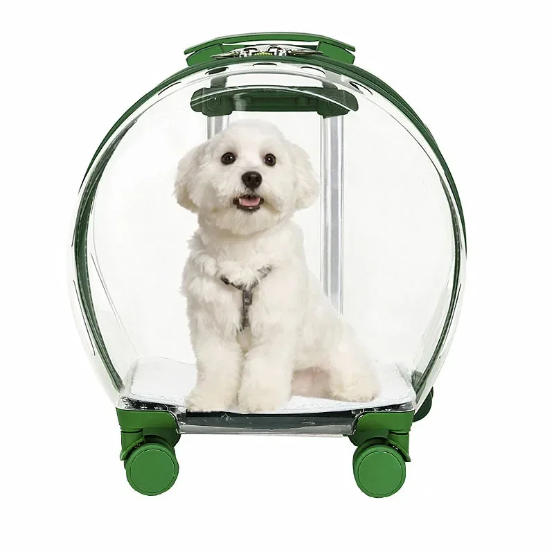 Bolsa transparente para gatos, caja transpirable para exteriores para mascotas, bolso para gatitos, Estuche De Viaje con rueda móvil, cochecito para caminar para perros y gatos - imagen 2