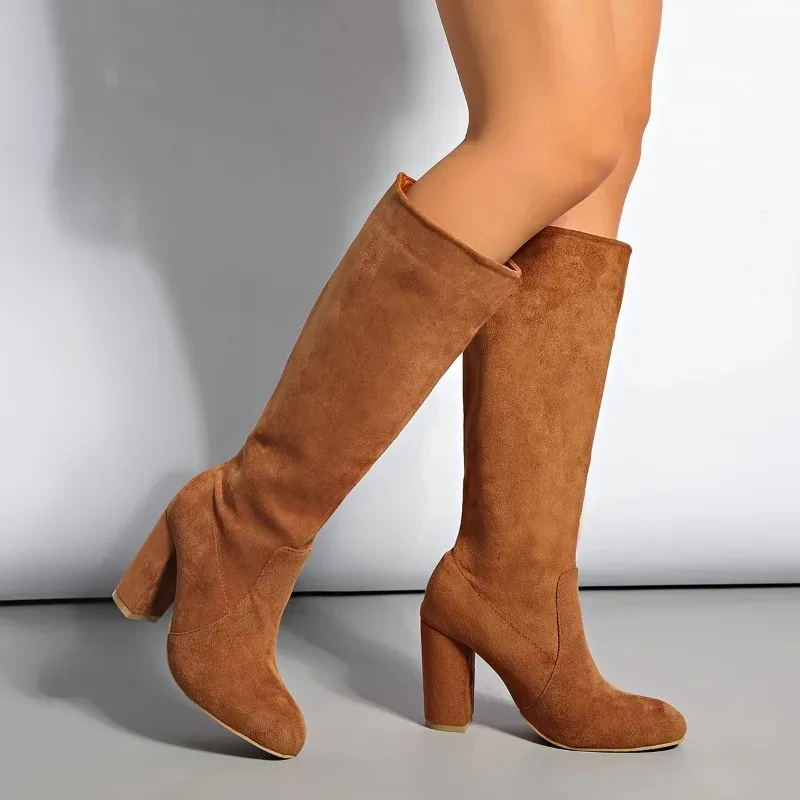 Nuevas botas altas sexis con punta estrecha para mujer, botas altas para senderismo al aire libre, tacones altos, Color sólido, compras diarias, botas de fiesta para mujer 35-43 - imagen 2