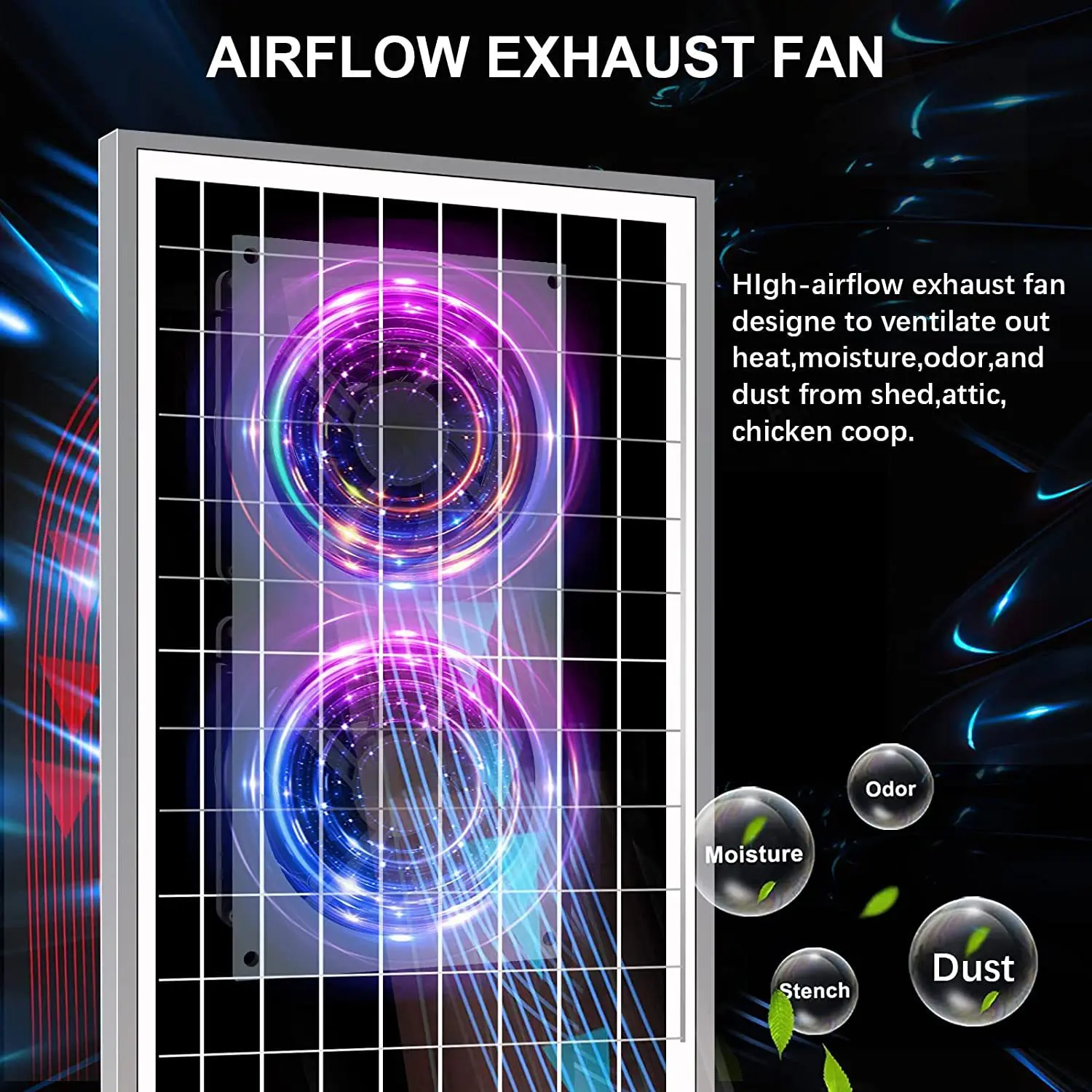 Ventilador solar de 15 W para Pet Shed Plus 2 Ventiladores y extractores de CC de alta velocidad Productos para mascotas - imagen 3