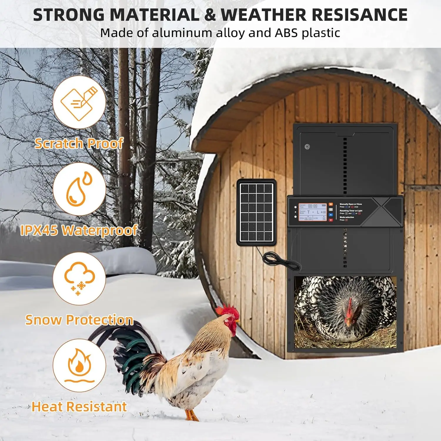 Puerta automática solar para gallinero con temporizador – Aluminio - imagen 5