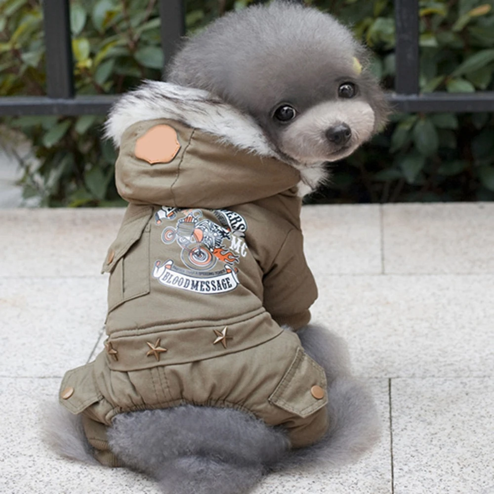 Ropa de invierno cálida para perros pequeños, abrigo para cachorros, chaqueta con capucha, monos para Chihuahua, Yorkie, trajes para perros - imagen 4