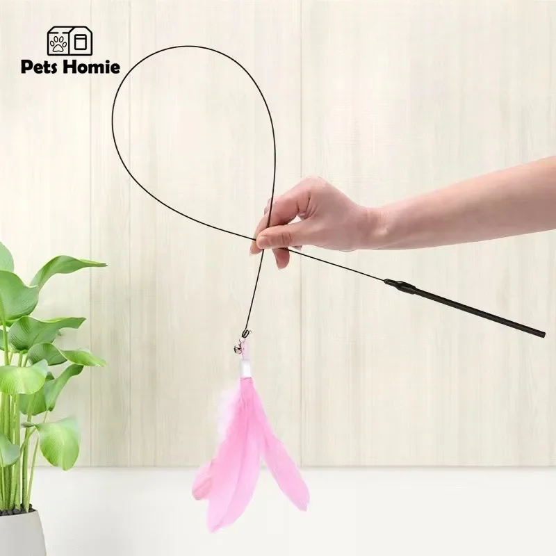 Juguetes divertidos para gatos, varita de plumas, juguete interactivo para gatitos con ventosa fuerte, reemplazos de plumas desmontables, suministros para gatos - imagen 3