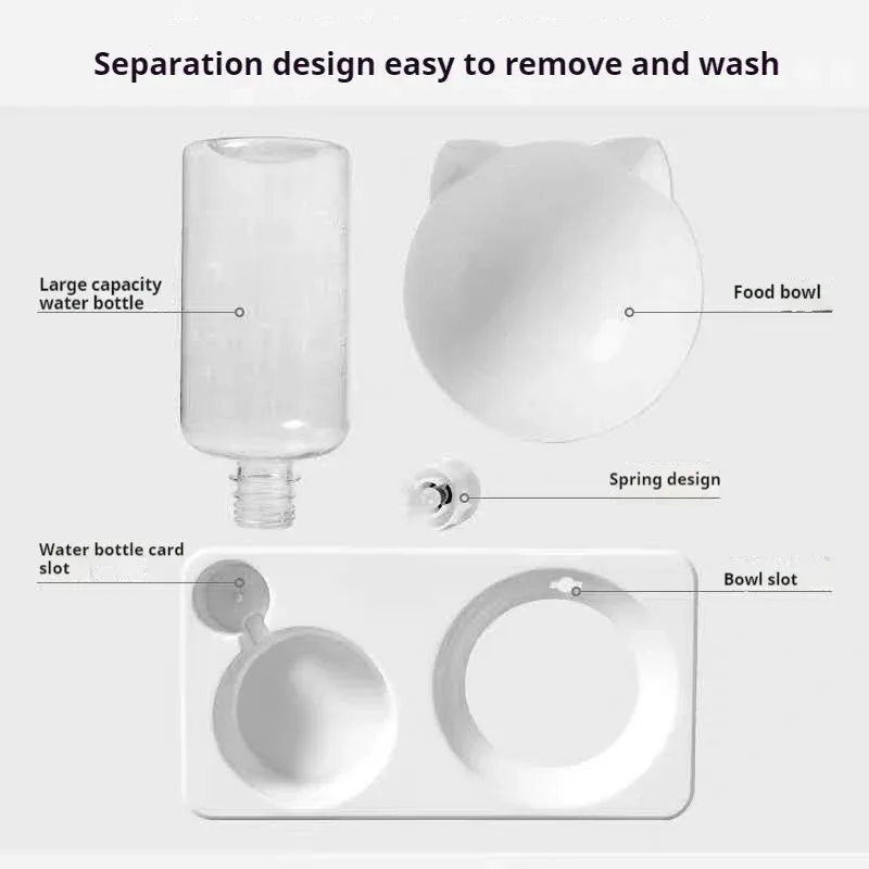 Cuencos dobles para perros y gatos, cuenco de agua y comida inclinado, cuencos elevados de 15 grados con botella de agua automática, comedero para mascotas para gatos - imagen 4
